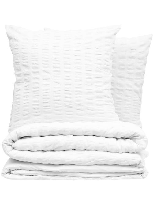 Set da letto a 3 pezzi con righe plissettate - Kiabi Set da letto a 3 pezzi con righe plissettate - Kiabi