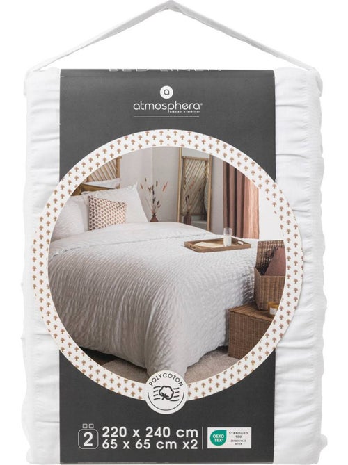 Set da letto a 3 pezzi con righe plissettate - Kiabi Set da letto a 3 pezzi con righe plissettate - Kiabi