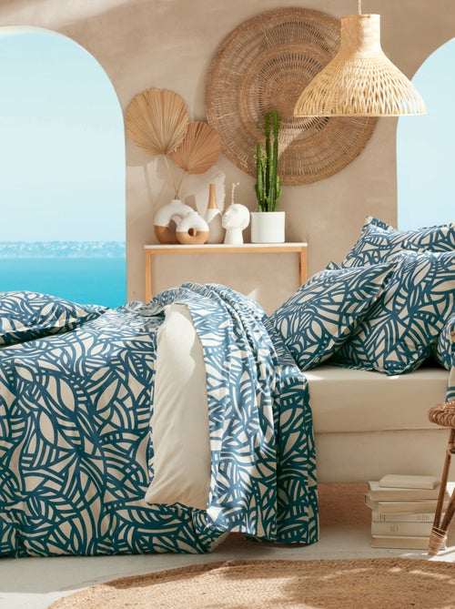 Set da letto a 3 pezzi in cotone vegetale con motivi geometrici: copripiumino + federe - Kiabi Set da letto a 3 pezzi in cotone vegetale con motivi geometrici: copripiumino + federe - Kiabi