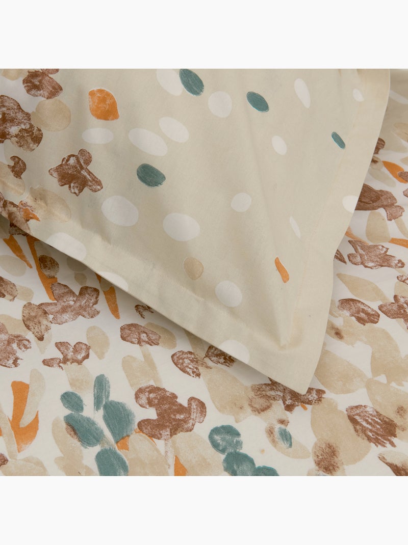 Set da letto in cotone con motivo floreale stilizzato e federe Beige - Kiabi
