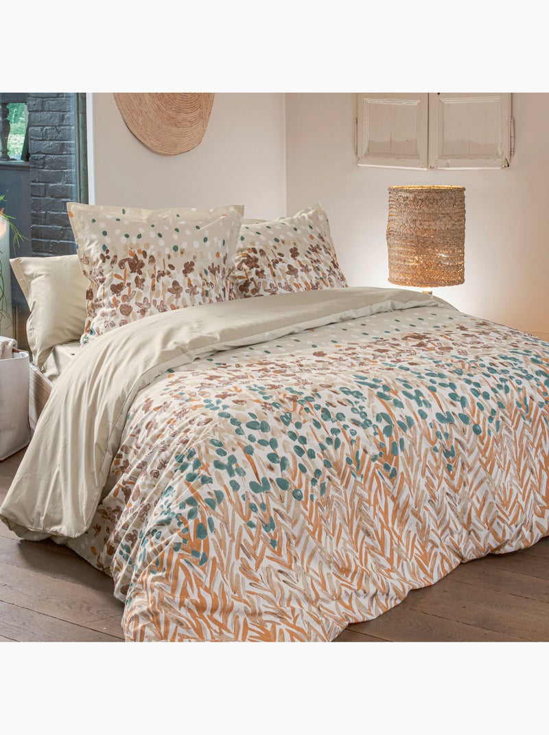 Set da letto in cotone con motivo floreale stilizzato e federe Beige - Kiabi