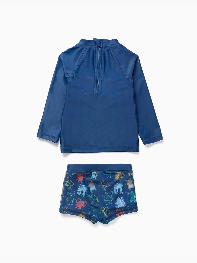 Set da nuoto con protezione UV 40+ e motivo Blu scuro - Kiabi