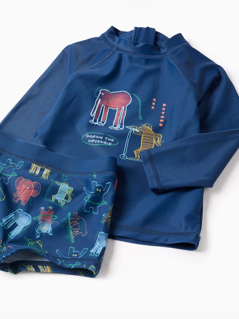 Set da nuoto con protezione UV 40+ e motivo Blu scuro - Kiabi