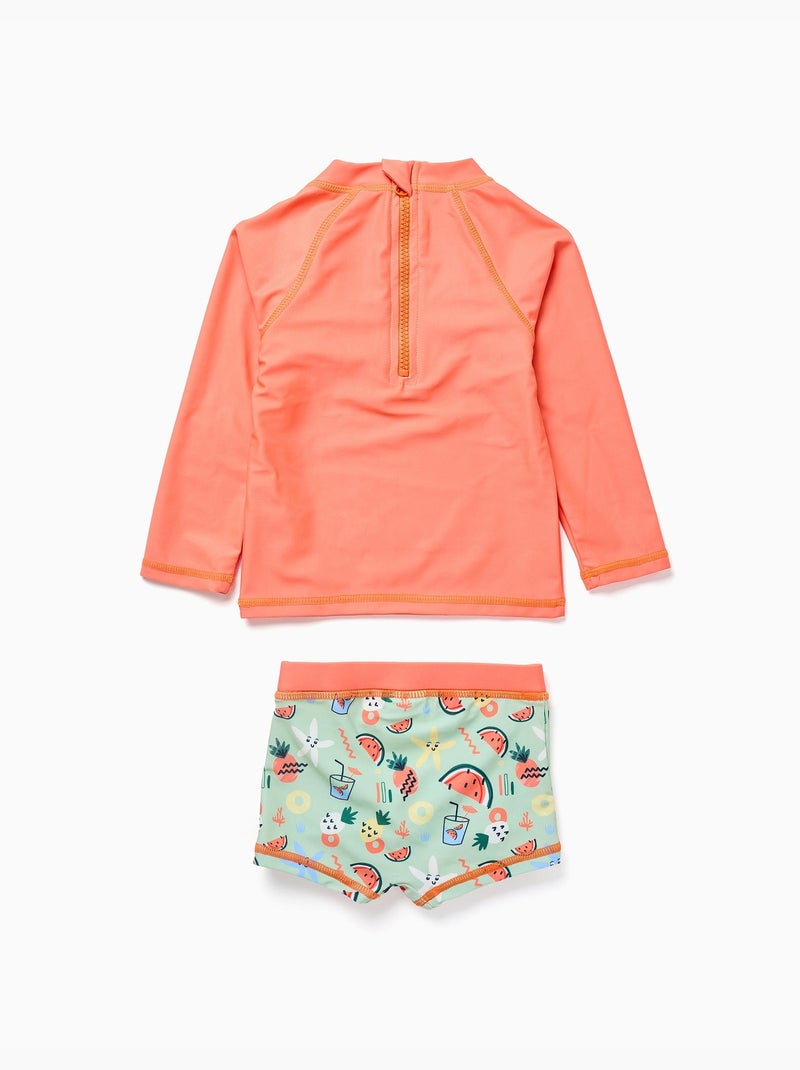 Set da nuoto con protezione UV 40+ e motivo Nero Arancione - Kiabi