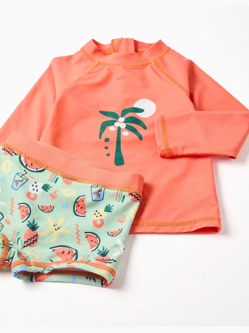 Set da nuoto con protezione UV 40+ e motivo Nero Arancione - Kiabi