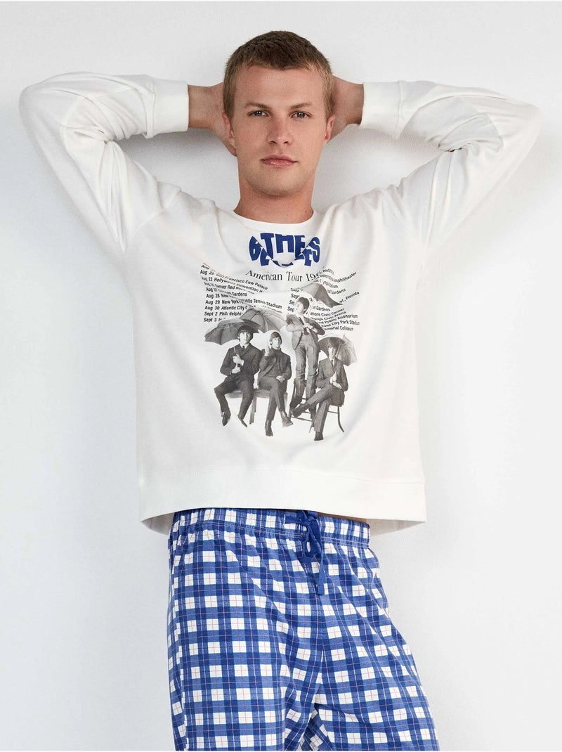 Set da pigiama da uomo the beatles con pantaloni a righe Ecru - Kiabi