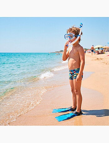 Set da snorkeling aqua sport junior: maschera, boccaglio e pinne dai 7 anni in su