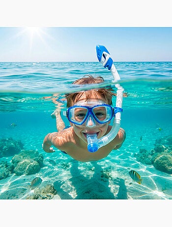 Set da snorkeling aqua sport junior: maschera, boccaglio e pinne dai 7 anni in su