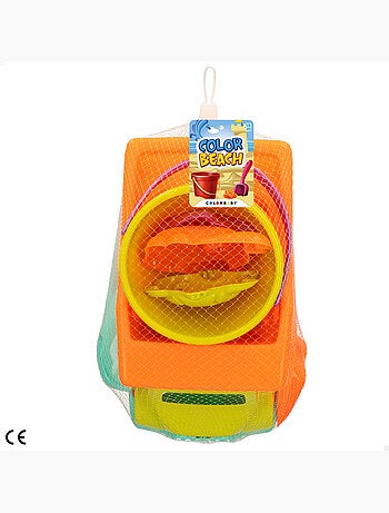 Set da spiaggia con accessori per camion e secchio color beach