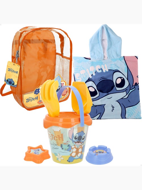 Set da spiaggia stitch con secchiello, zaino e poncho inclusi. - Kiabi