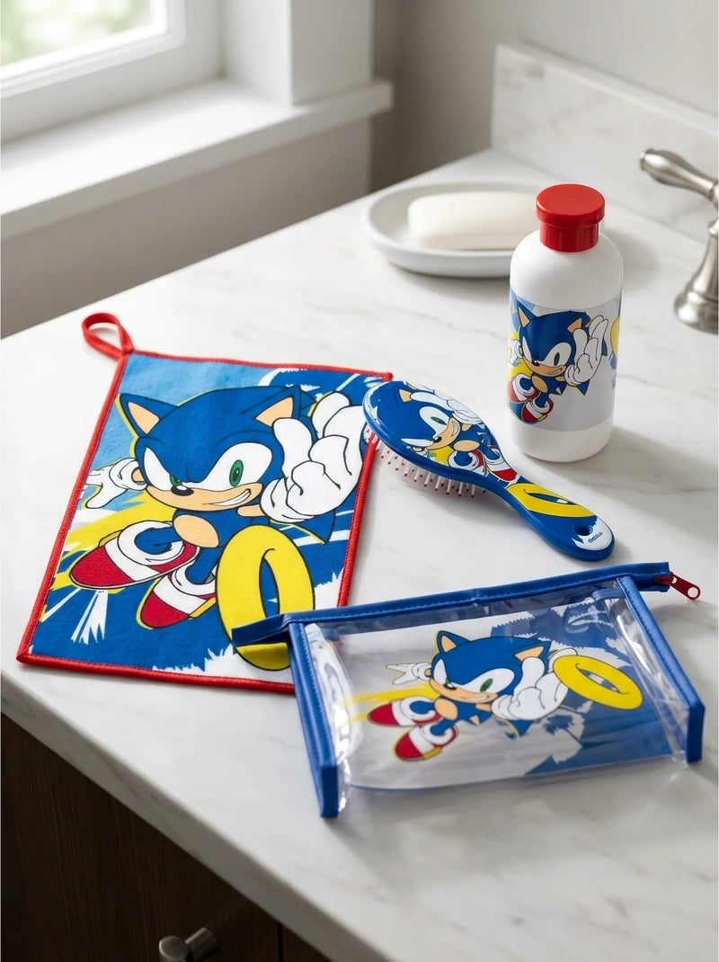 Set da toilette sonic sega beauty case trasparente e spazzola Blu - Kiabi