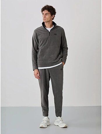 Set da uomo di felpa e pantaloni in pile di poliestere tommy