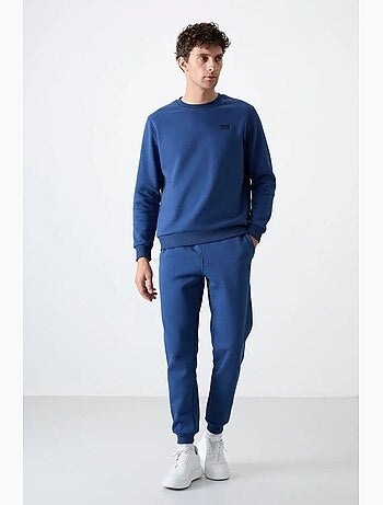 Set da uomo di felpa in pile di cotone e poliestere con sweatshirt e pantaloni tommy