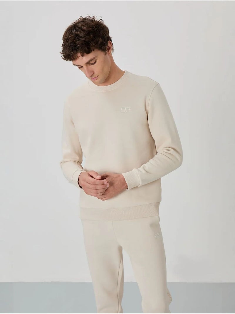 Set da uomo di felpa in pile di cotone e poliestere con sweatshirt e pantaloni tommy Ecru - Kiabi