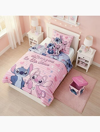Set Deco Camera Bambina Stitch & Angel Disney 3 Pezzi – Copripiumino 140x200 cm Reversibile + Cuscin