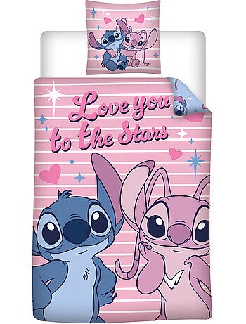 Set Deco Camera Bambina Stitch & Angel Disney 3 Pezzi – Copripiumino 140x200 cm Reversibile + Cuscin