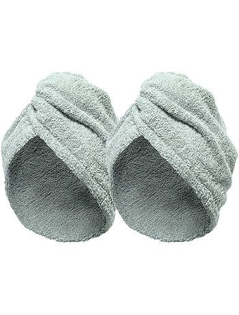 Set di 2 asciugamani in cotone per capelli