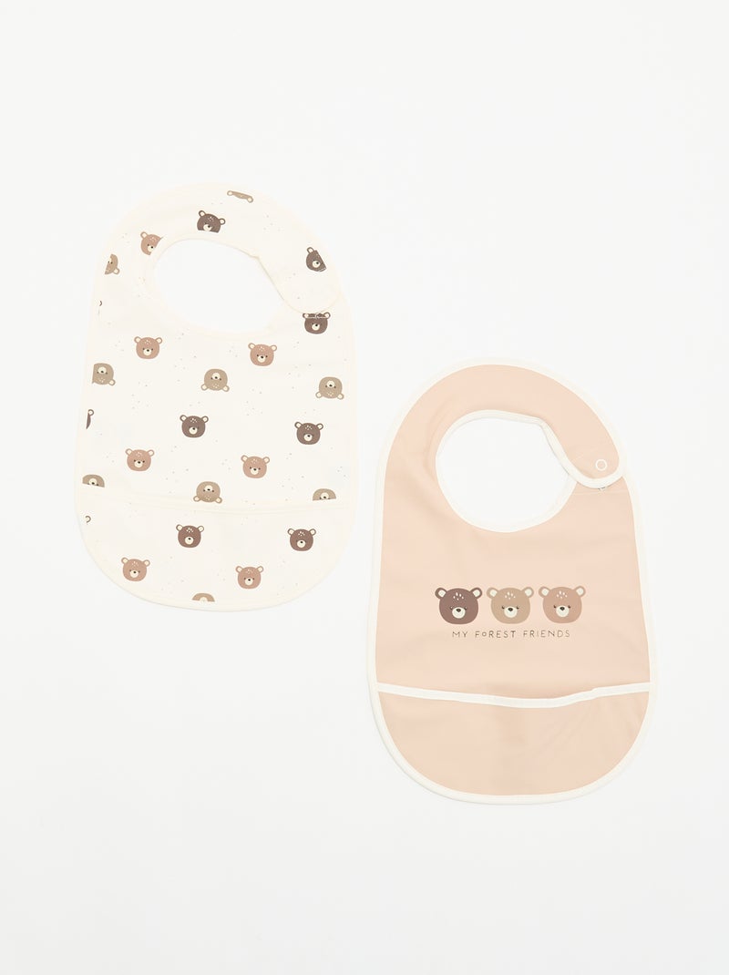 Set di 2 bavaglini impermeabili con stampa Beige - Kiabi