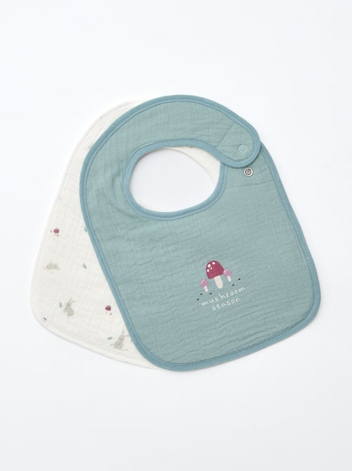 Set di 2 bavaglini in garza di cotone con fodera in spugna - Kiabi