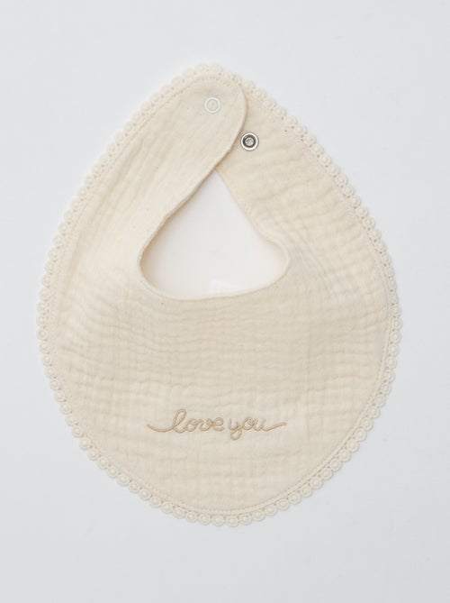 Set di 2 bavaglini in mussola con ricamo inglese - Kiabi