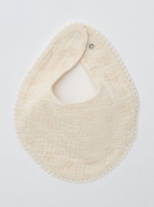 Set di 2 bavaglini in mussola con ricamo inglese - Kiabi