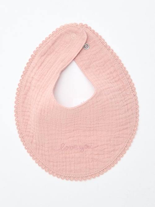 Set di 2 bavaglini in mussola con ricamo inglese - Kiabi