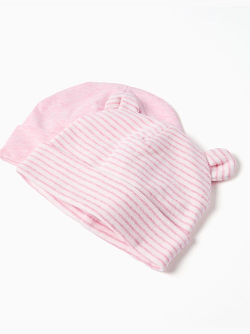 Set di 2 berretti in cotone lisci/a righe - Kiabi