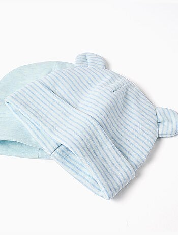 Set di 2 berretti in cotone lisci/a righe