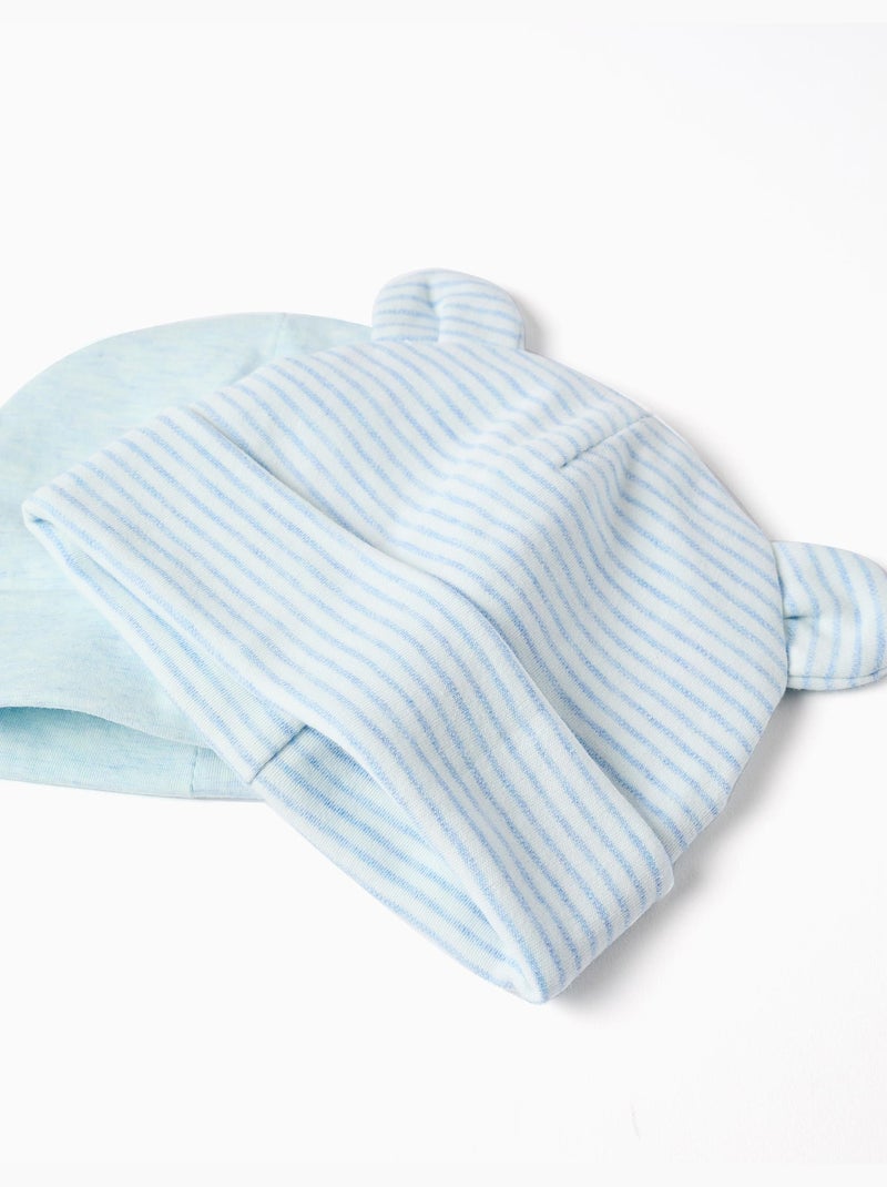 Set di 2 berretti in cotone lisci/a righe Blu Bianco - Kiabi