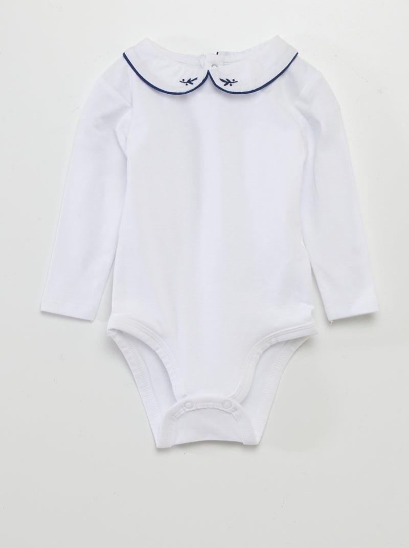 Set di 2 body a maniche lunghe con colletto arricciato BIANCO - Kiabi