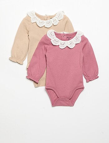 Set di 2 body con colletto in pizzo sangallo