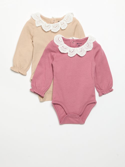 Set di 2 body con colletto in pizzo sangallo - Kiabi