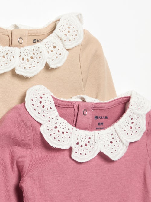 Set di 2 body con colletto in pizzo sangallo - Kiabi
