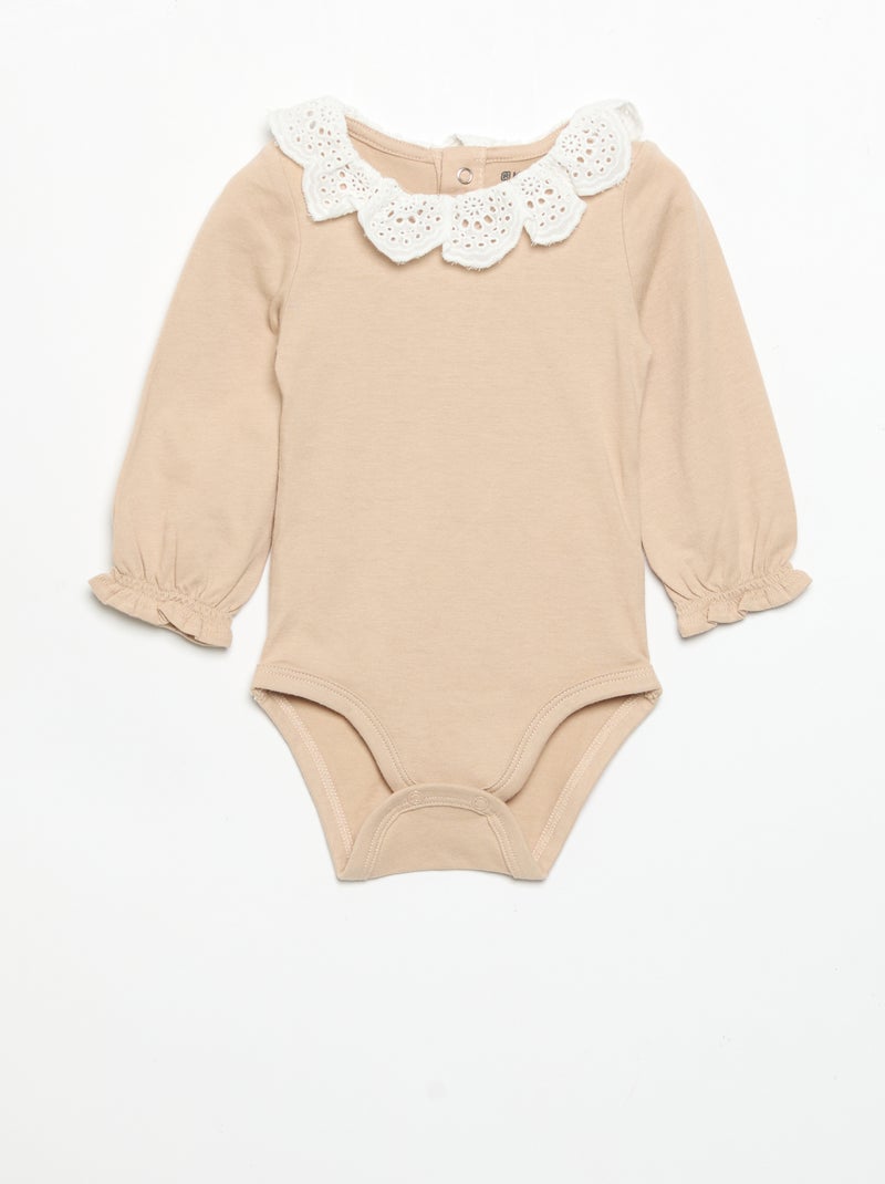 Set di 2 body con colletto in pizzo sangallo Beige - Kiabi