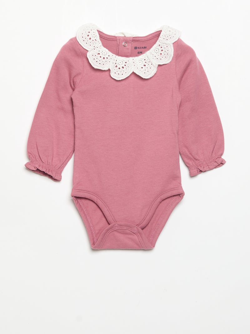 Set di 2 body con colletto in pizzo sangallo Beige - Kiabi