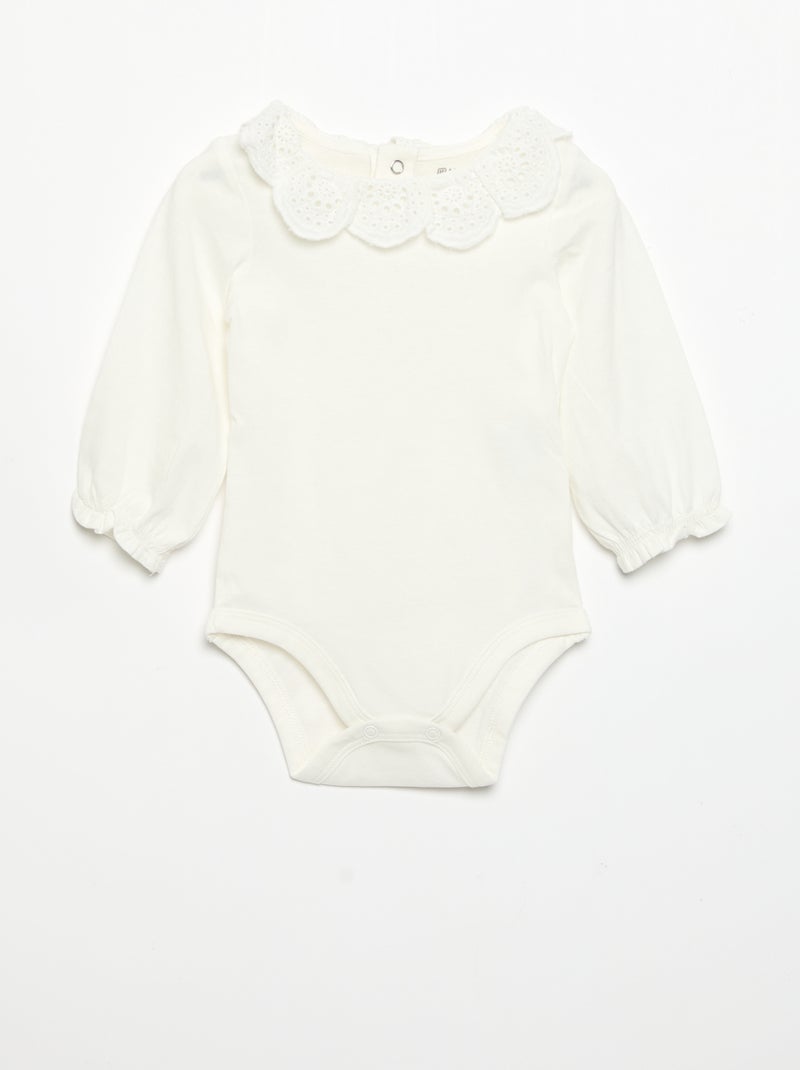 Set di 2 body con colletto in pizzo sangallo Bianco - Kiabi