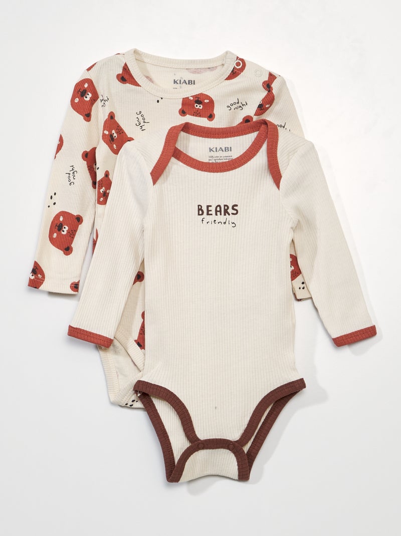 Set di 2 body in maglia a coste BIANCO - Kiabi