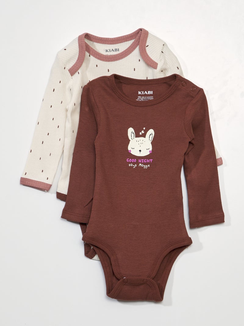 Set di 2 body in maglia a coste BIANCO - Kiabi