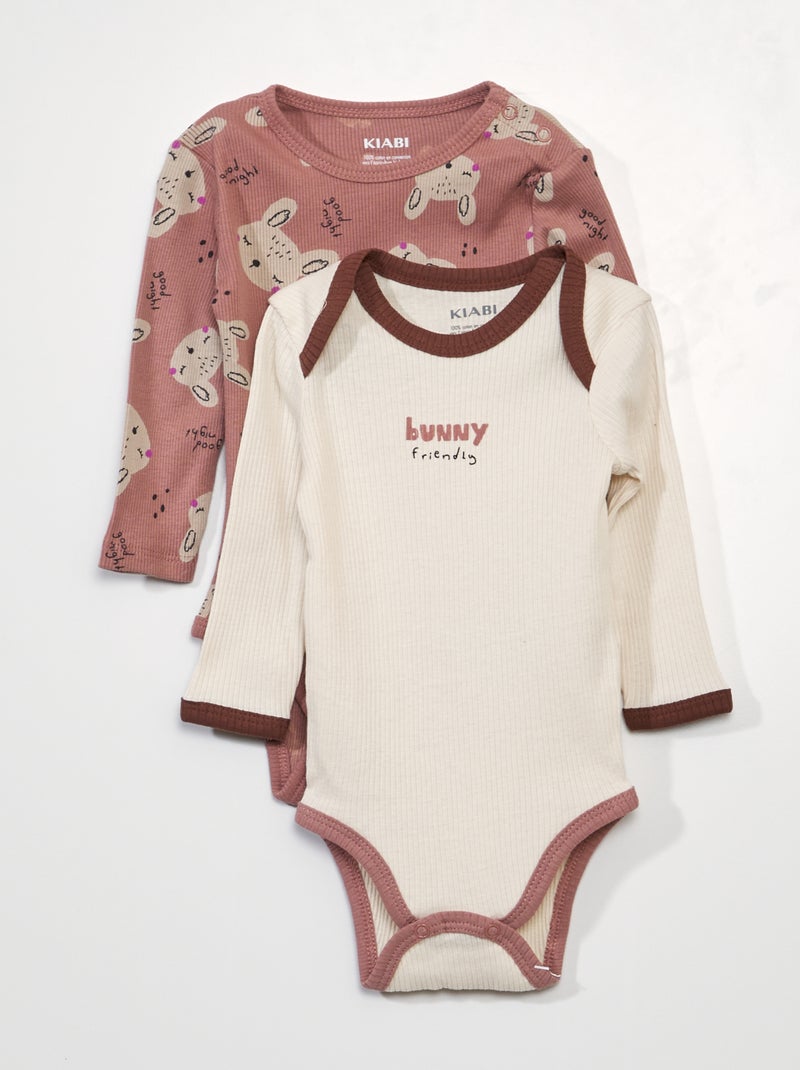 Set di 2 body in maglia a coste ROSA - Kiabi