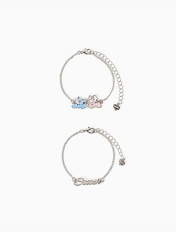 Set di 2 braccialetti con ciondoli di stitch e angel