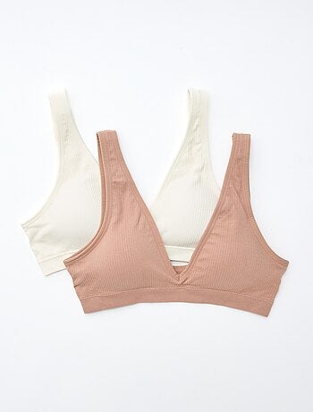 Set di 2 brassière a costine senza cuciture