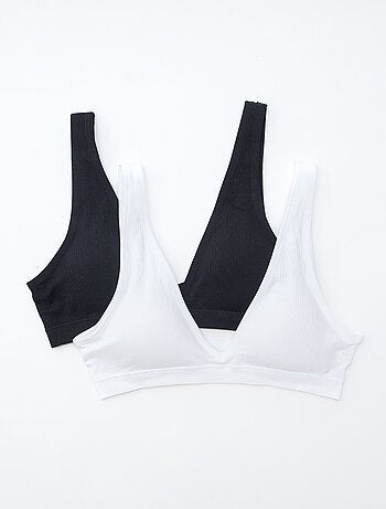 Set di 2 brassière a costine senza cuciture