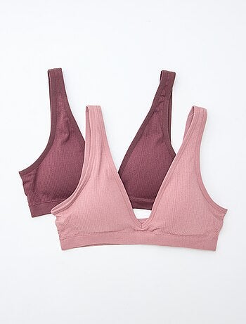 Set di 2 brassière a costine senza cuciture