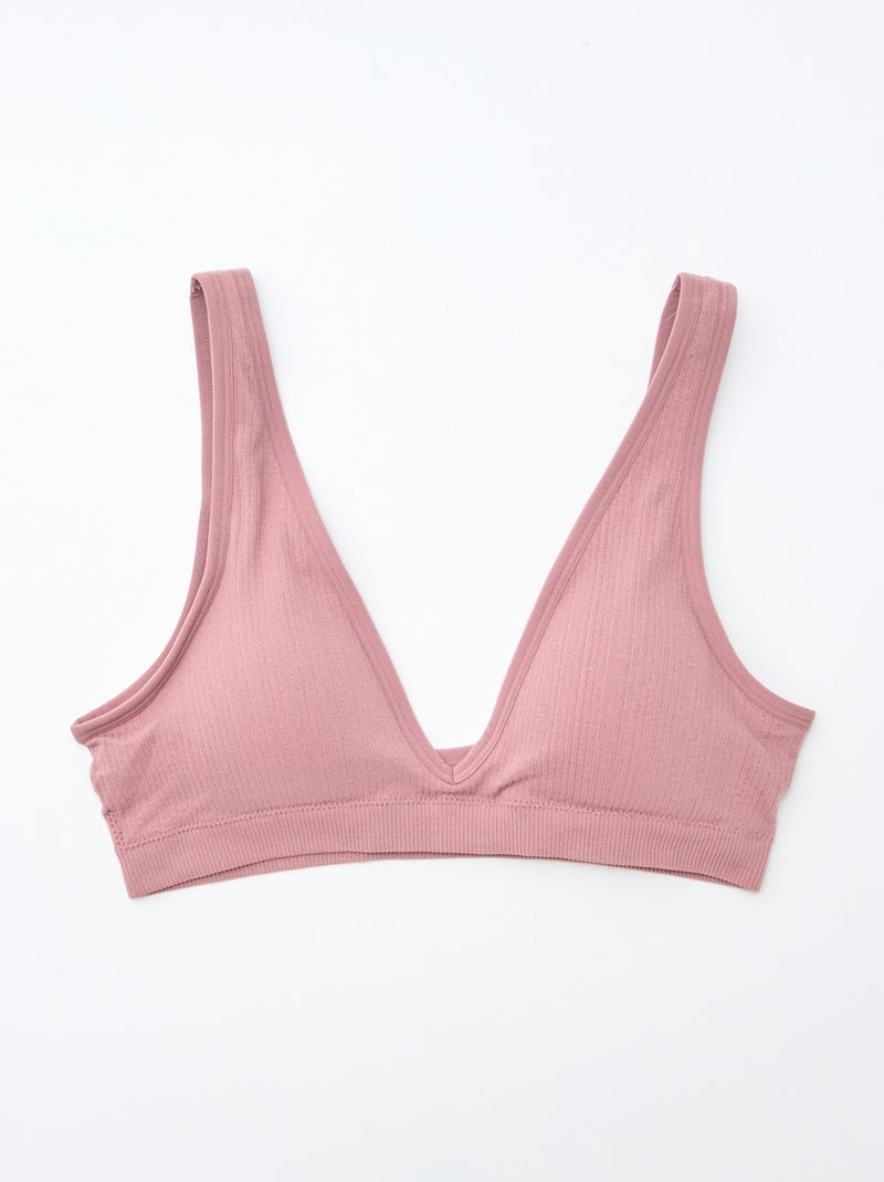 Set di 2 brassière a costine senza cuciture Rosa - Kiabi