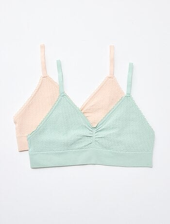 Set di 2 brassière in maglia goffrata