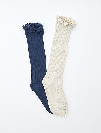 Set di 2 calze alte in pizzo