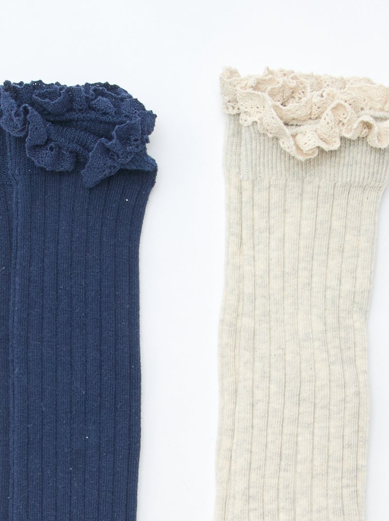 Set di 2 calze alte in pizzo Nero - Kiabi