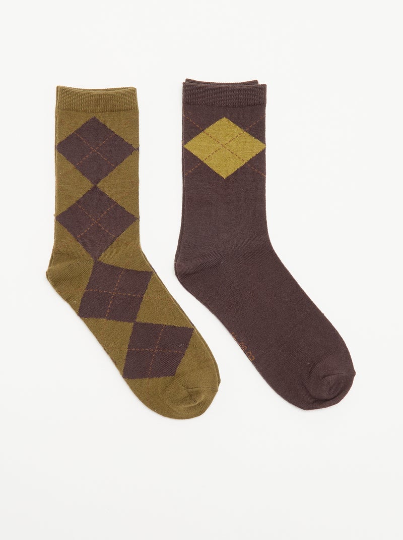 Set di 2 calzini stampati Kaki - Kiabi
