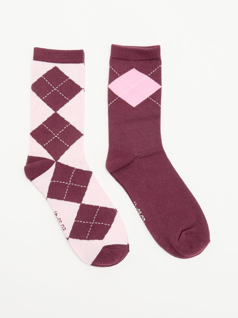 Set di 2 calzini stampati Rosa - Kiabi