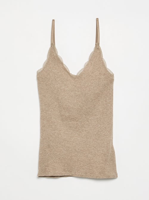 Set di 2 canotte a costine con pizzo - Kiabi Set di 2 canotte a costine con pizzo - Kiabi